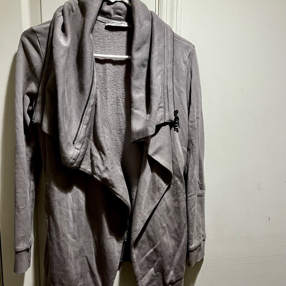 ALLSAINTS Dahlia grey Sweatshirt with zipper on the collar - Picture 2 of 16